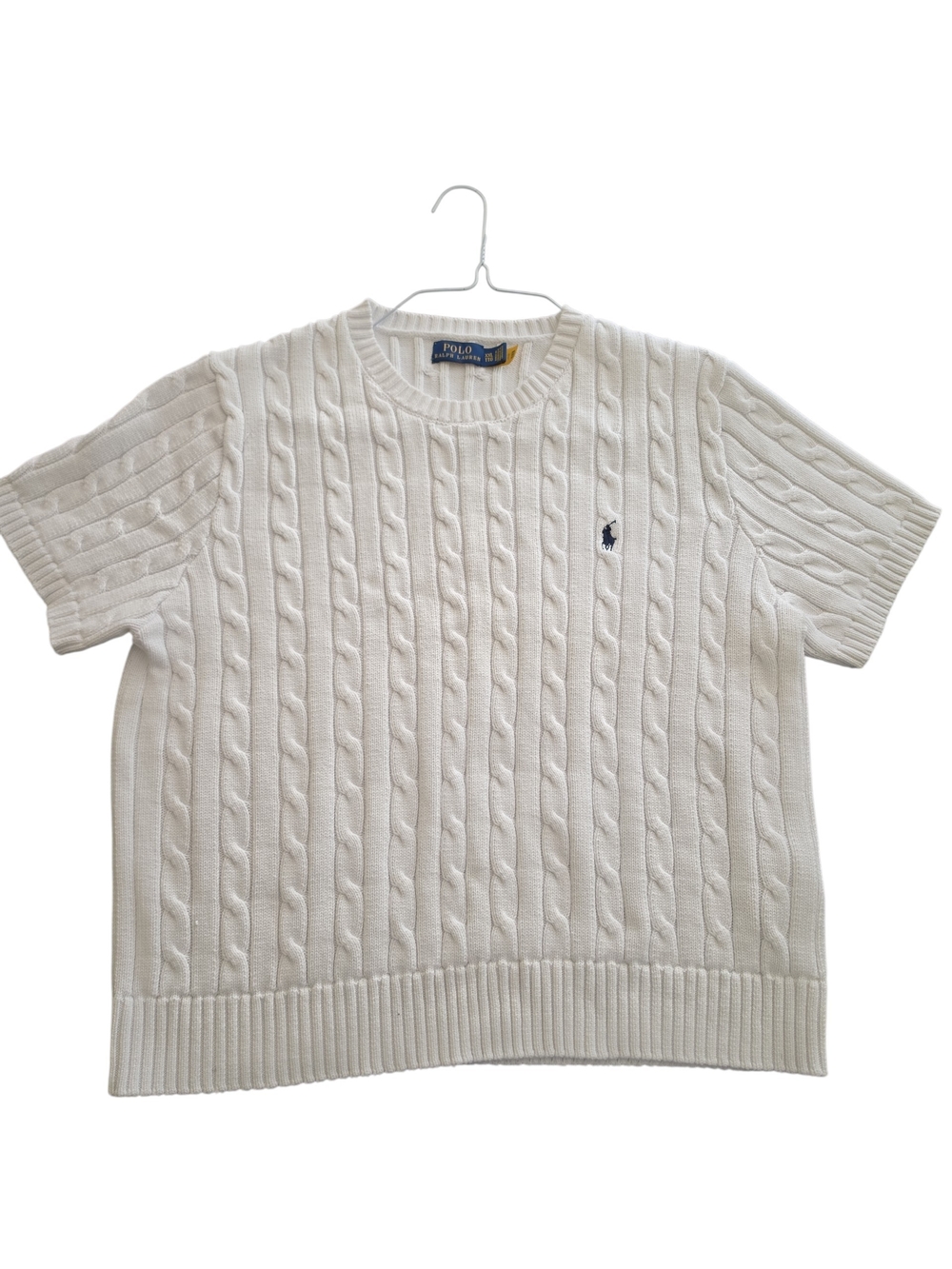 Polo by Ralph Lauren Cream Cable Knit Short-Sleeve Sweater - Unisex